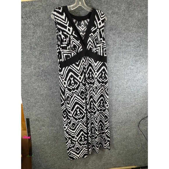 EN FOCUS  woman’s size 16 W 95% polyester 100% spandex, Black and white Maxi dre - Picture 7 of 16